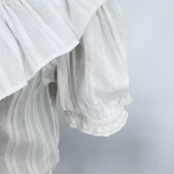 LoveShackFancy Elaina White Lace Ruffle Crop Top Blouse Size Small - Picture 3 of 9